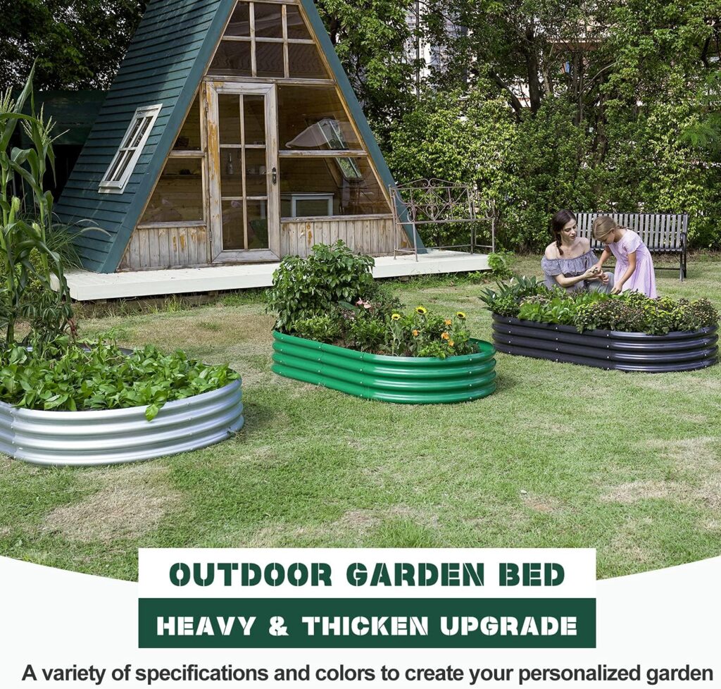 Land Guard Galvanized Raised Garden Bed Kit, Galvanized Planter Garden Boxes Outdoor, Oval Large Metal for Vegetables………